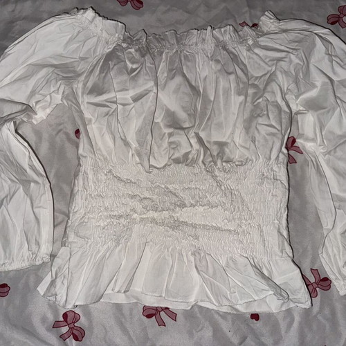 White Romantic Corset Top with Off-Shoulder Bardot Style, Like New