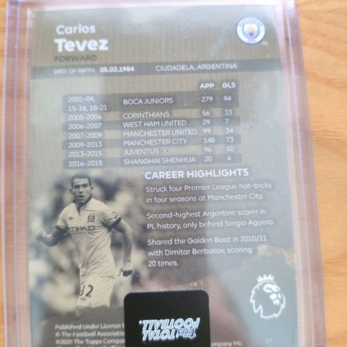 Topps Total Football Card Carlos Tevez Manchester City Aeternus Gold like new