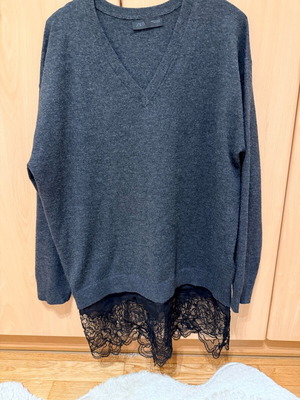 Zara blouse gray with integrated lace new