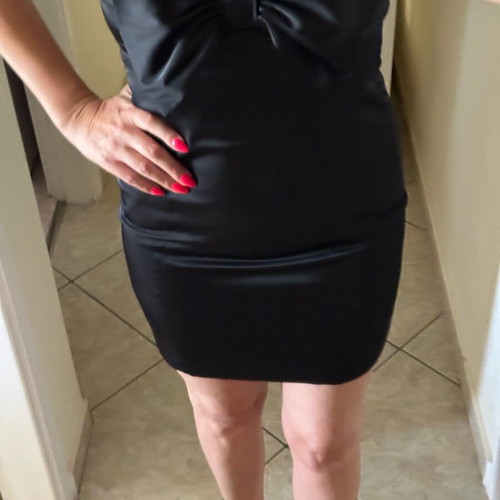 Satin short evening dress black, like new, size M