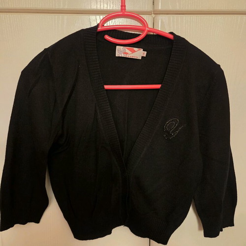 Black short cardigan with three-quarter sleeve used, size M