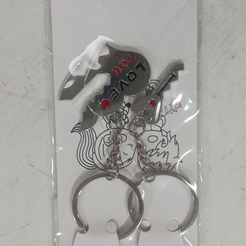 I Love You keychain pair new, gray and silver