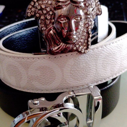 Luxury leather belts new, set of 2 with G and Medusa symbols