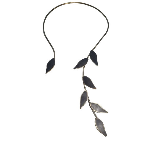 Fixed necklace new stainless steel with tree branch design black-gold