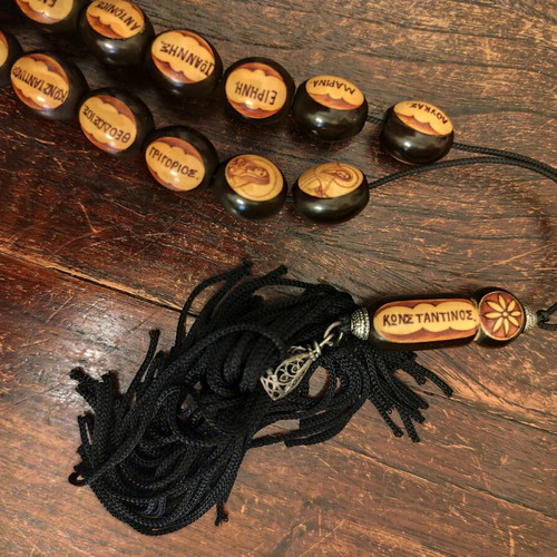 Worry beads with saints like new, ebony and handmade iconography