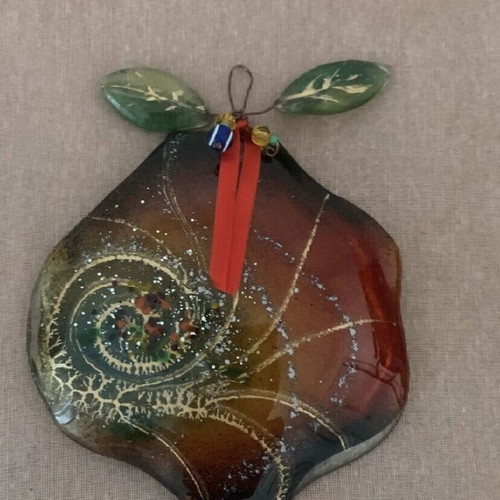 Stained Glass Hanging Pomegranate new, Hand-Painted