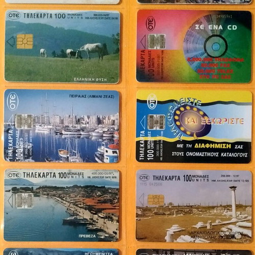 Phone cards used, pack of 50 Greek assorted