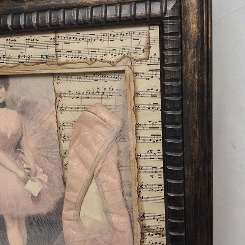 Panos Lainopoulos Mixed Media Artwork with Ballerina and Authentic Pointe Shoe like new