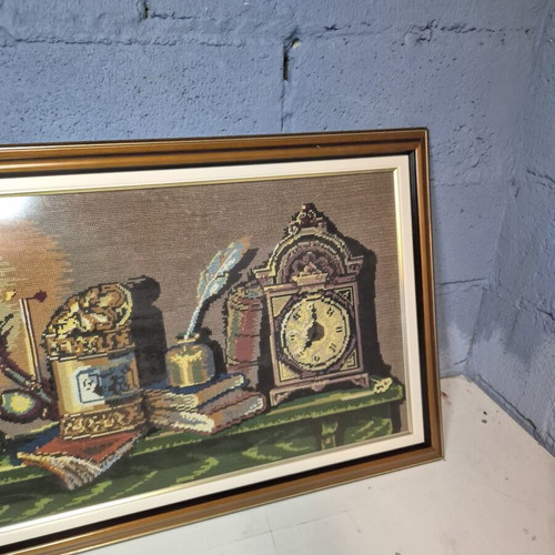 Handmade textile embroidery framed used