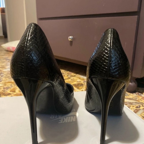 Alta Moda high heels new, size 38, black with croco effect