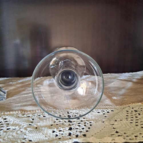 Glass candlestick vintage with distinctive blue twisted detail