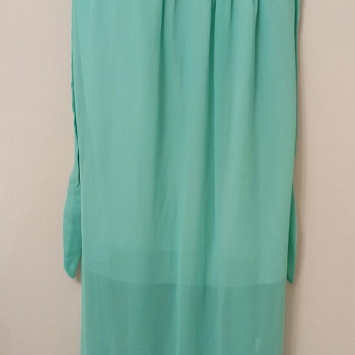 Summer dress strapless with denim polka dot design, like new, turquoise