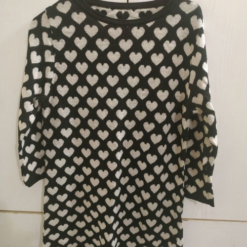 Dress used black with white hearts size L