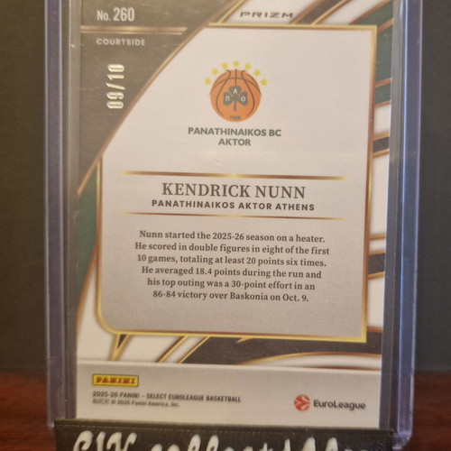 Panini Euroleague Select Panathinaikos Nunn /10 courtside card new