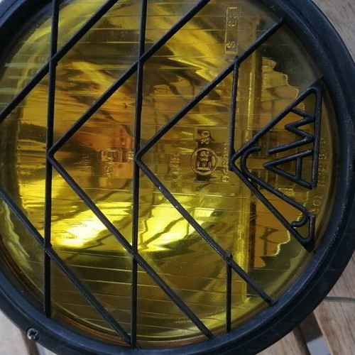 Car fog lights with yellow glass, vintage