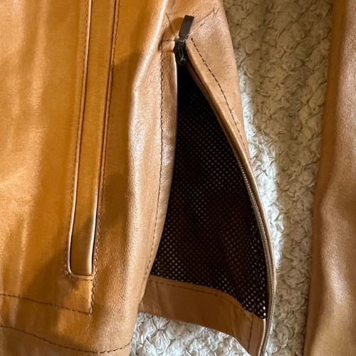 Italian leather jacket used, light brown, size 50