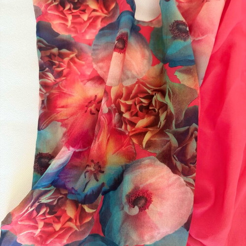 Calzedonia kimono mini dress used, tropical, colorful, transparent sleeves