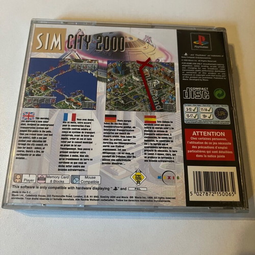 Sim City 2000 PlayStation (PS1) used with discoloration on cover