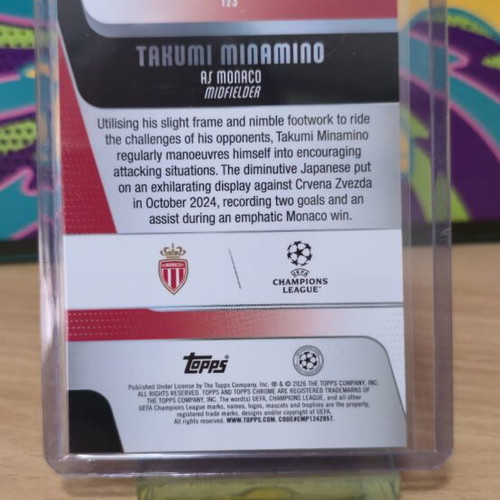 Takumi Minamino Topps Chrome card, like new