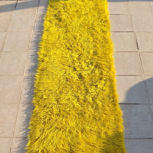 Traditional Flokati Velentza Rug Yellow 270x90 cm like new