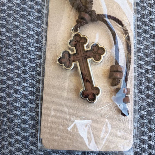 Keychain with wooden cross, new