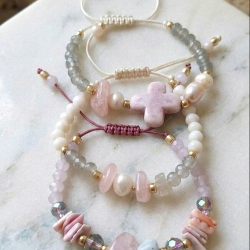 Handmade bracelets new, set of 3 pink pieces