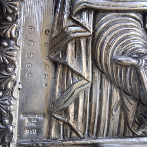 Silver Icon of Panagia Glykofilousa 950° Handmade, Like New