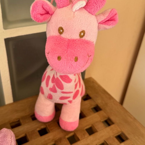 Baby toy set for stroller or crib with pink plush giraffe like new