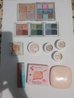 ColourPop makeup set 14 items lightly used, green palette repaired
