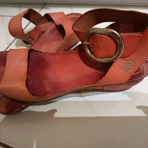 Take Me leather sandals used, size 40, red, made in Spain