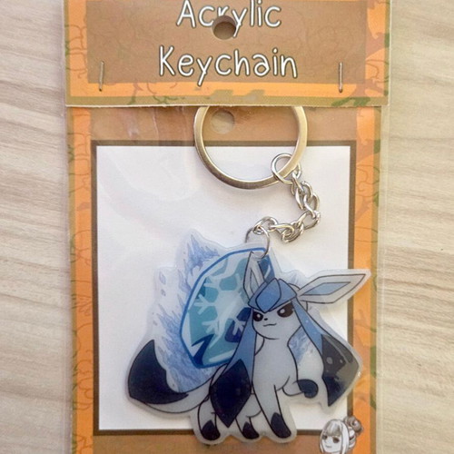 Pokemon Glaceon handmade keychain made to order
