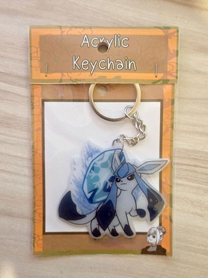 Pokemon Glaceon handmade keychain made to order