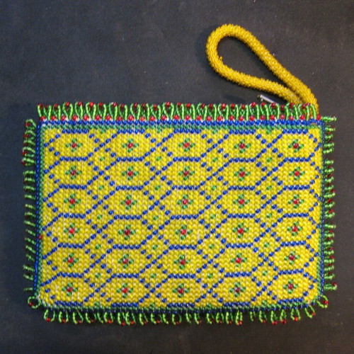 Beaded wallet used, handmade, 13x9 cm