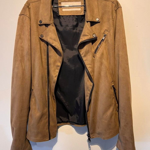 Zara men's jacket brown biker style size L like new