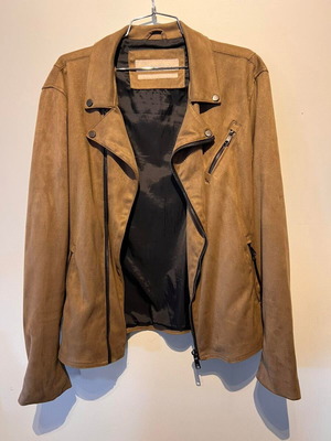 Zara men's jacket brown biker style size L like new