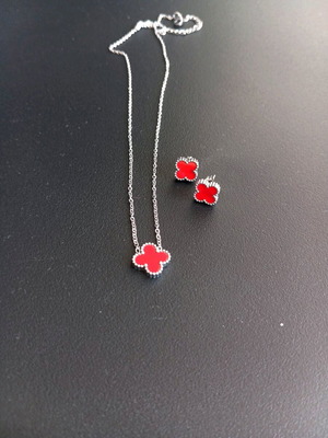 Jewelry set new, stainless steel, red
