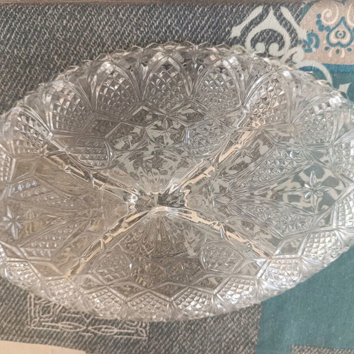 Vintage French Crystal Divided Serving Dish like new, pressed glass
