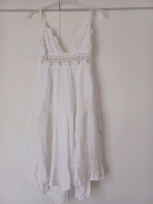 Mini dress used, boho style, white, size S