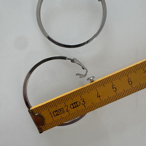 Large Silver Hoop Earrings with Clip new
