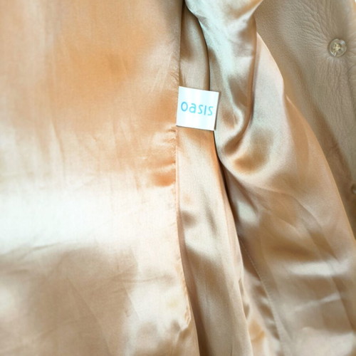 Oasis leather coat beige small like new