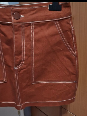 Skirt brown mini with white seams used, size S