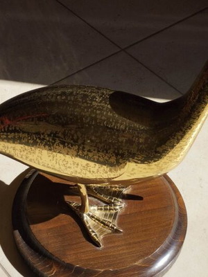 Decorative pelican bronze and wood new, Italian