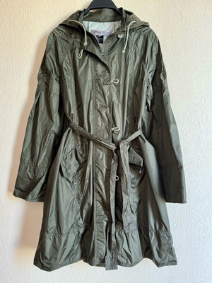 Mango waterproof jacket used, removable hood, green, size S