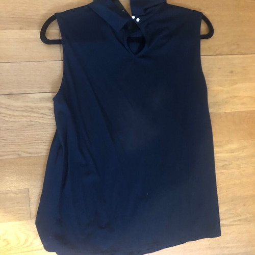 Massimo Dutti women's sleeveless top L new, dark blue with gold buttons