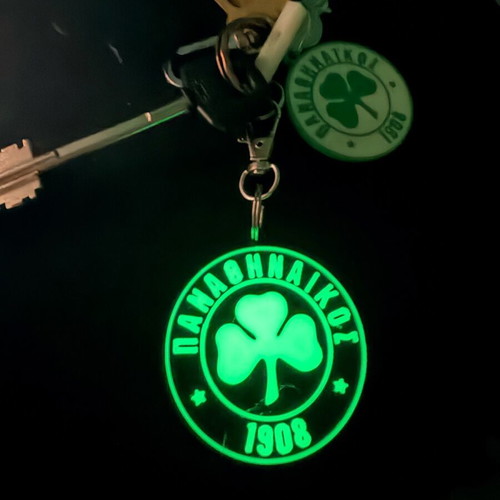 Glow in the dark Panathinaikos keychain like new, official replica