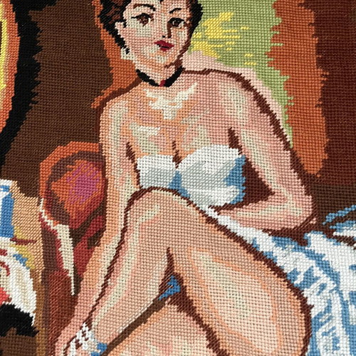 Handmade textile painting like new, dimensions 0.70x0.49 m
