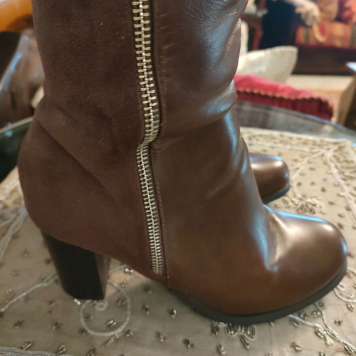 Camel boots size 38 like new, combination of eco leather and suede
