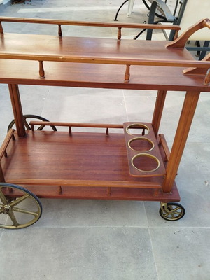Bar trolley used, solid wood, dimensions 75x84