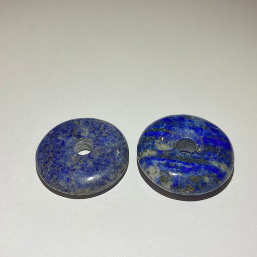 Lapis Lazuli donut-shaped polished set of 2, natural AA quality
