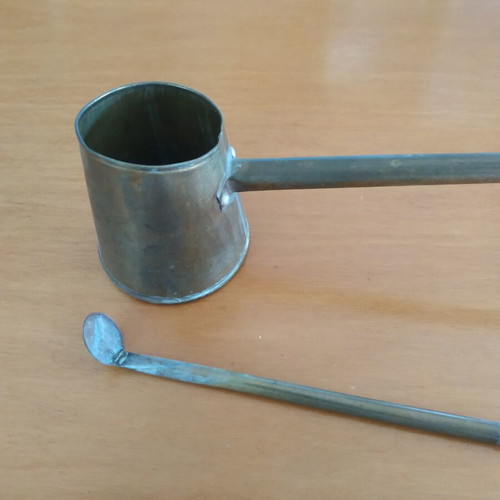 Briki brass with spoon vintage handmade, like new